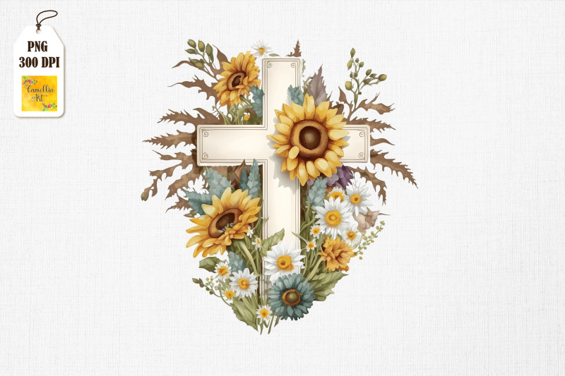 watercolor-cross-amp-sunflowers-easter-4