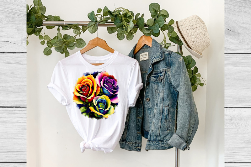 rainbow-rose-sublimation-flower-t-shirt-design