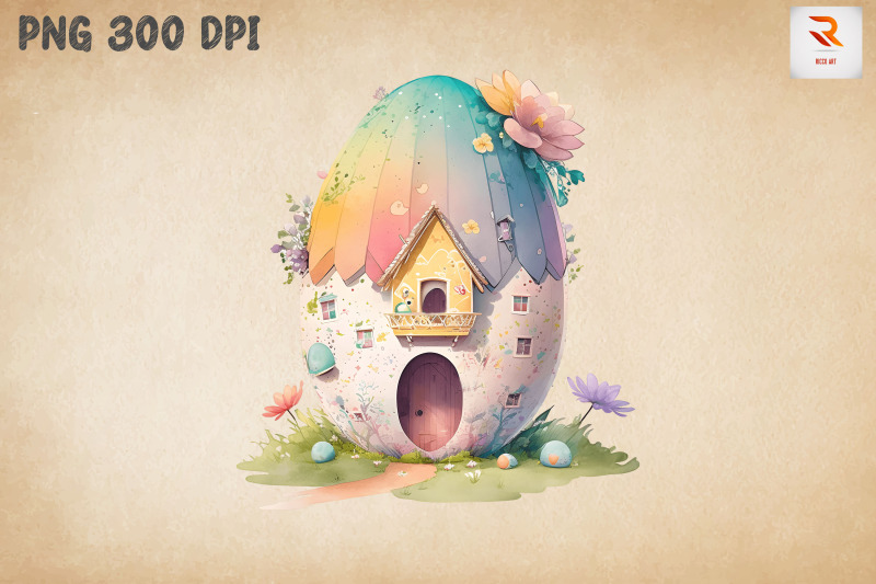 watercolor-cute-easter-egg-house-5