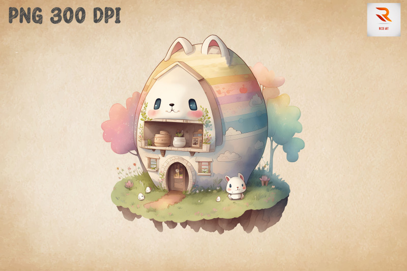 watercolor-cute-easter-egg-house-12