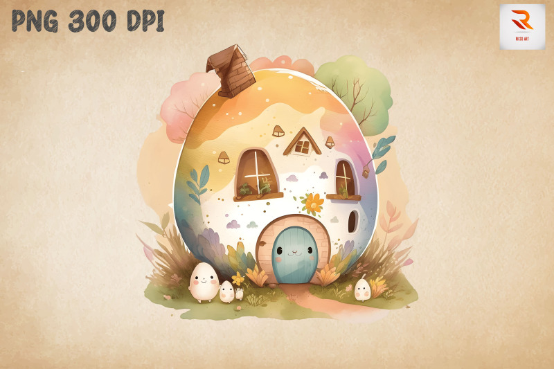 watercolor-cute-easter-egg-house-19