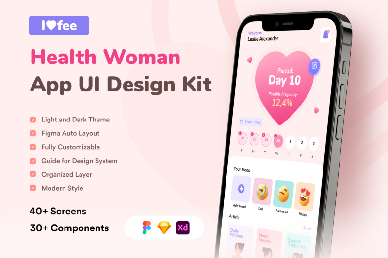 lofee-woman-health-ui-mobile-design-kit
