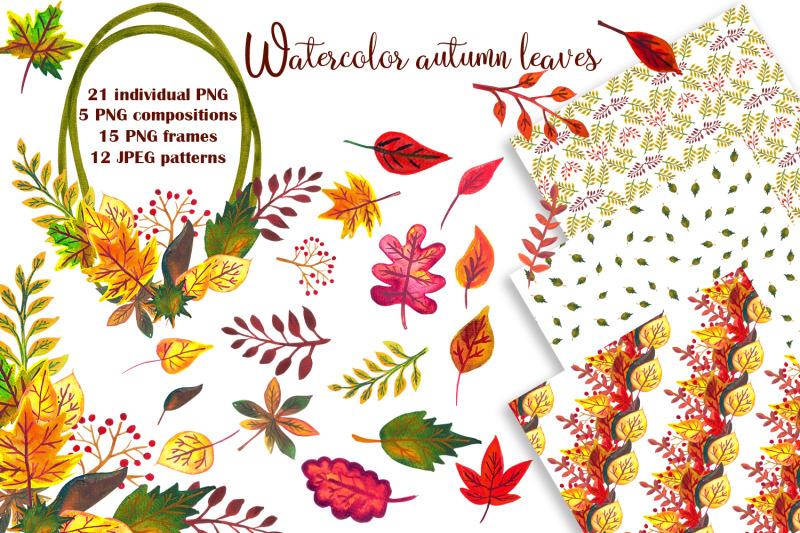 set-of-cliparts-watercolor-autumn-leaves