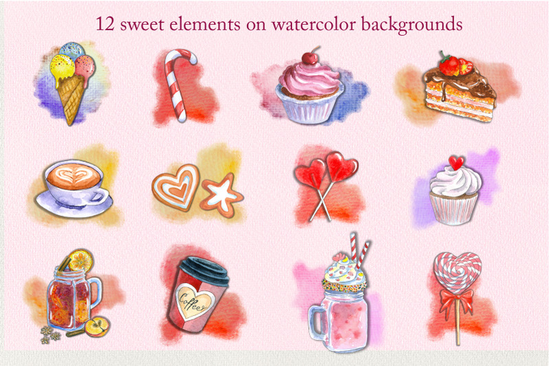 sweet-life-watercolor-set-of-cliparts