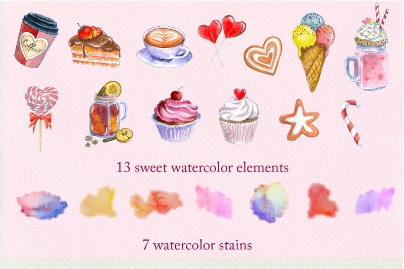 sweet-life-watercolor-set-of-cliparts