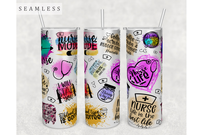 nurse-quotes-tumbler-wrap-20-oz-skinny-tumbler-nurse-sayings-design