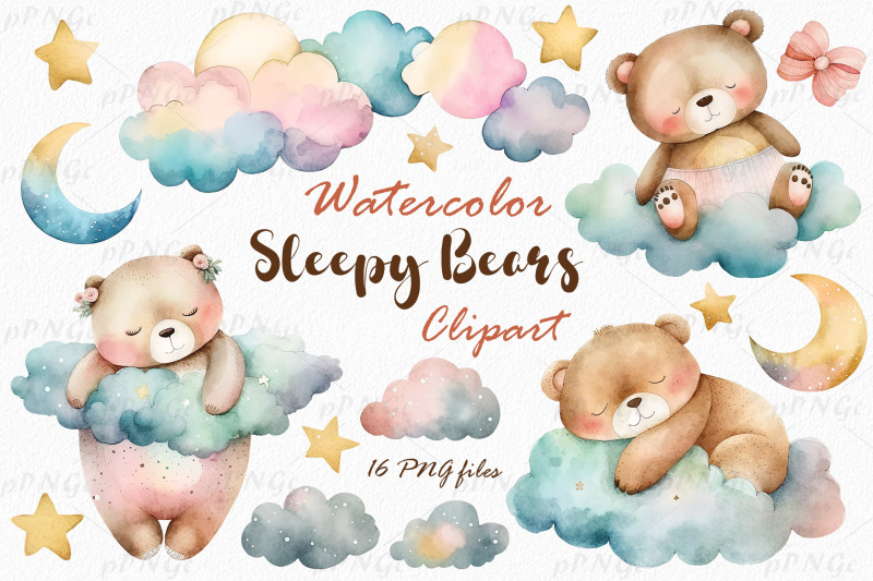 watercolor-cute-sleepy-bears