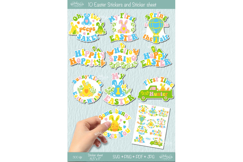 easter-stickers-bundle-svg-kids-sticker-png-groovy-retro-sticker-she