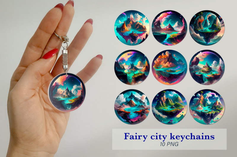 fairy-landscape-bundle-keychain-sublimation-png-design