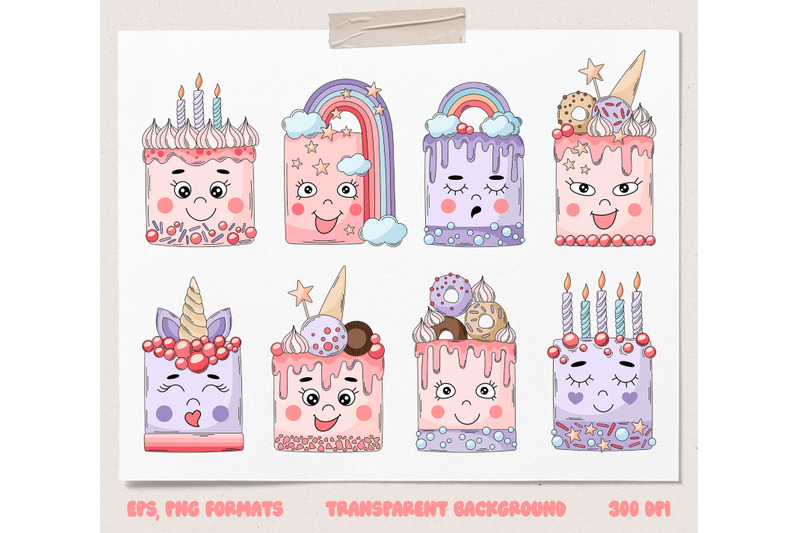 birthday-cakes-clipart-kawaii-dessert-cartoon-png