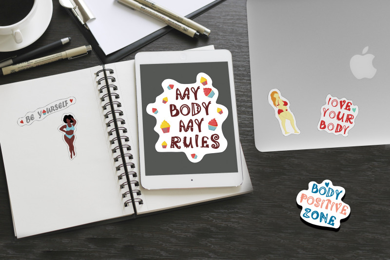 body-positivity-sticker-bundle-motivational-sticker-bundle-png