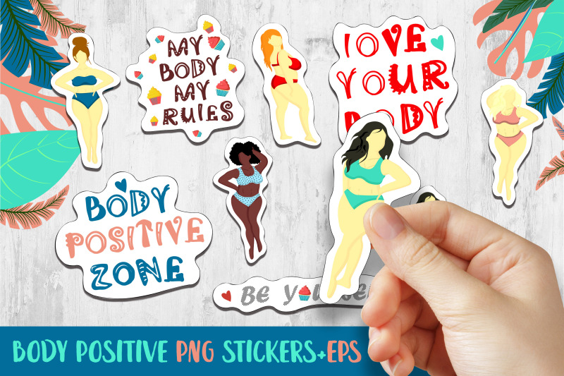 body-positivity-sticker-bundle-motivational-sticker-bundle-png