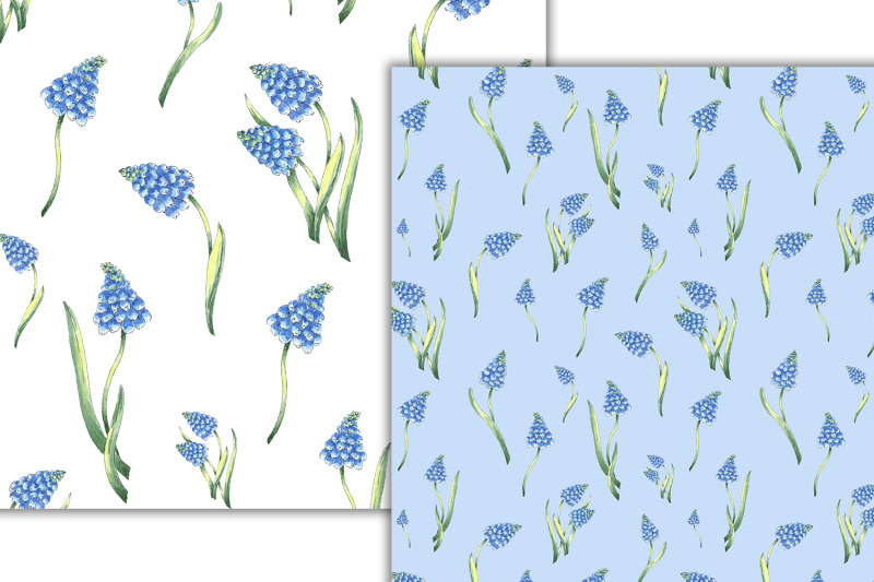 watercolor-blue-muscari-flower-pattern