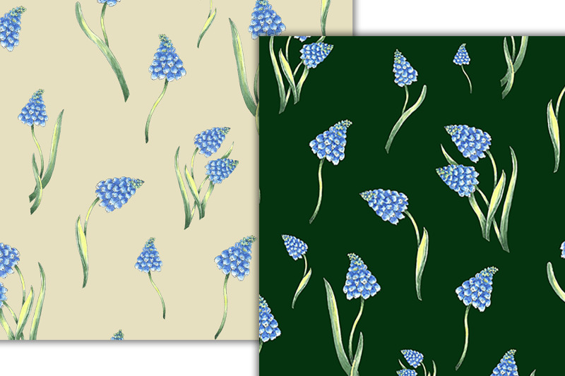 watercolor-blue-muscari-flower-pattern