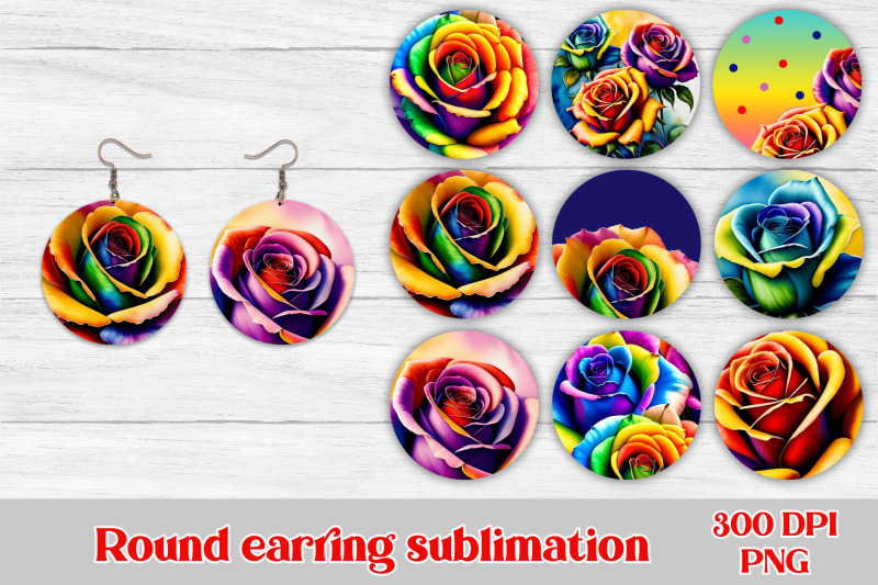 round-earring-sublimation-flower-earring