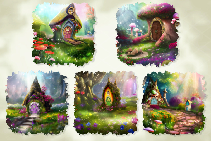 watercolor-fairy-mushroom-house-in-mystery-forest-1