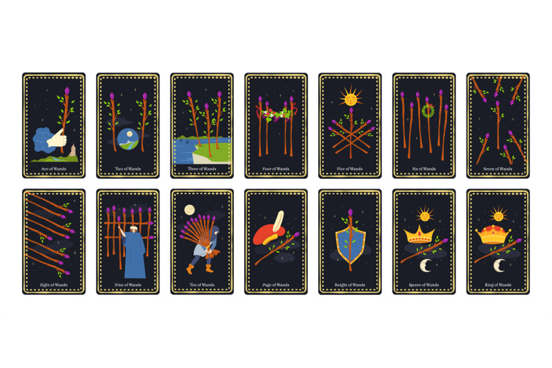 minor-arcana-wands-tarot-cards-alchemy-occult-deck-with-king-queen