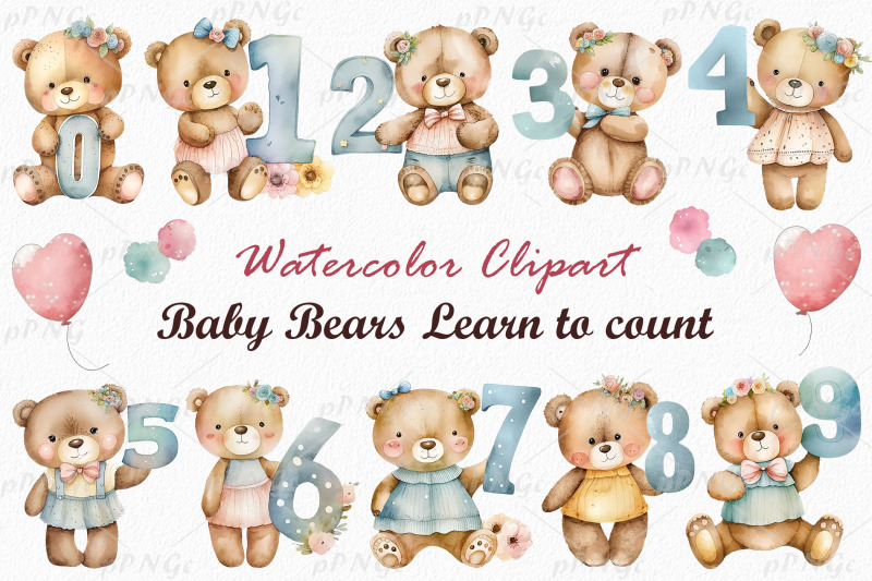 watercolor-bears-holding-numbers
