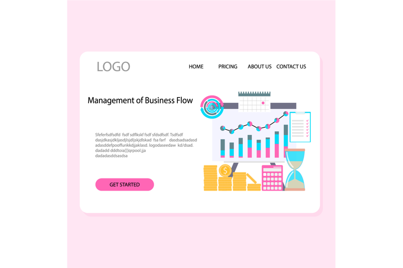 management-of-business-flow-landing-page-vector