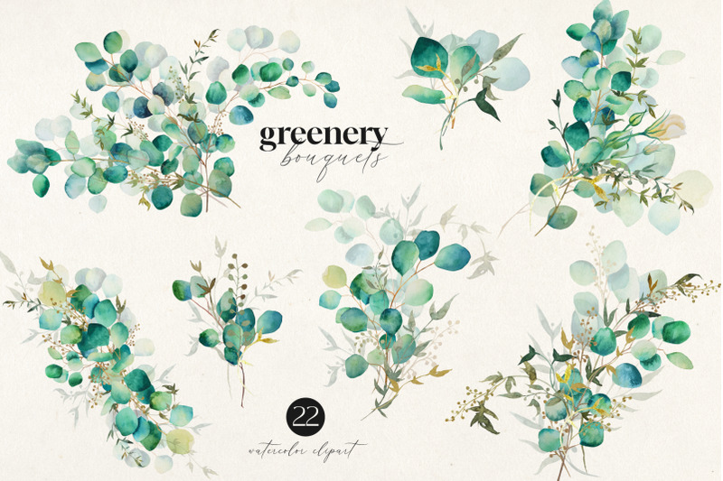 greneery-bouquets-watercolor-clipart