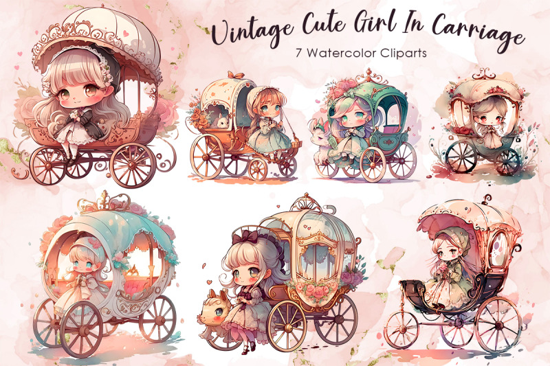 vintage-cute-girl-in-carriage-bundle