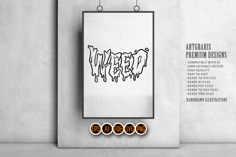 dripping-weed-word-hand-lettering-font-monochrome