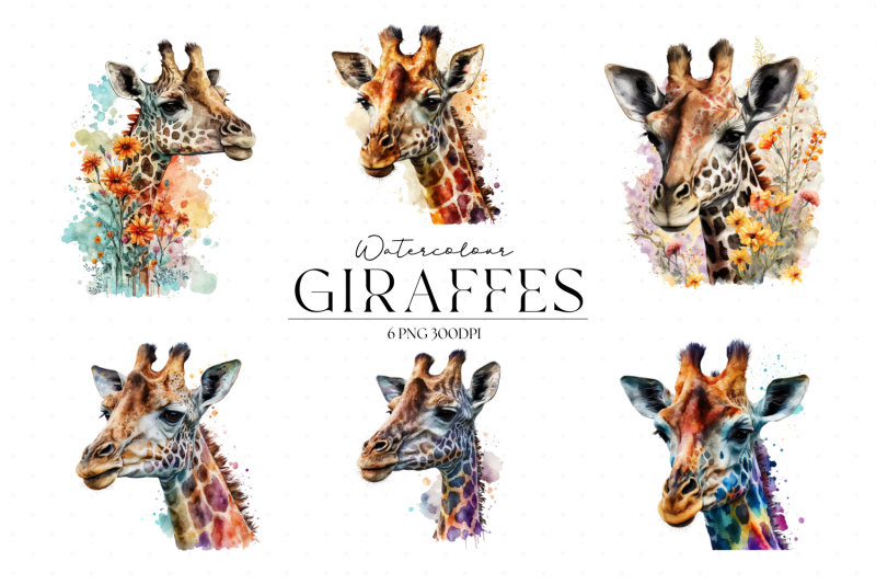 colourful-watercolour-giraffes-png-clipart