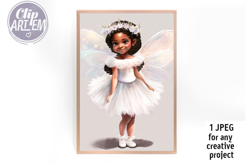 sweet-black-girl-fairy-digital-wall-decor-watercolor-jpeg-image-file