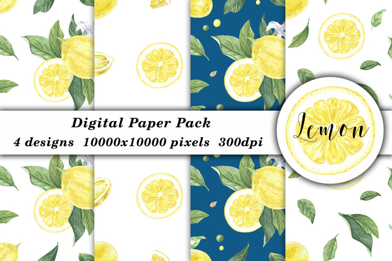 watercolor-lemon-flower-pattern-seamless