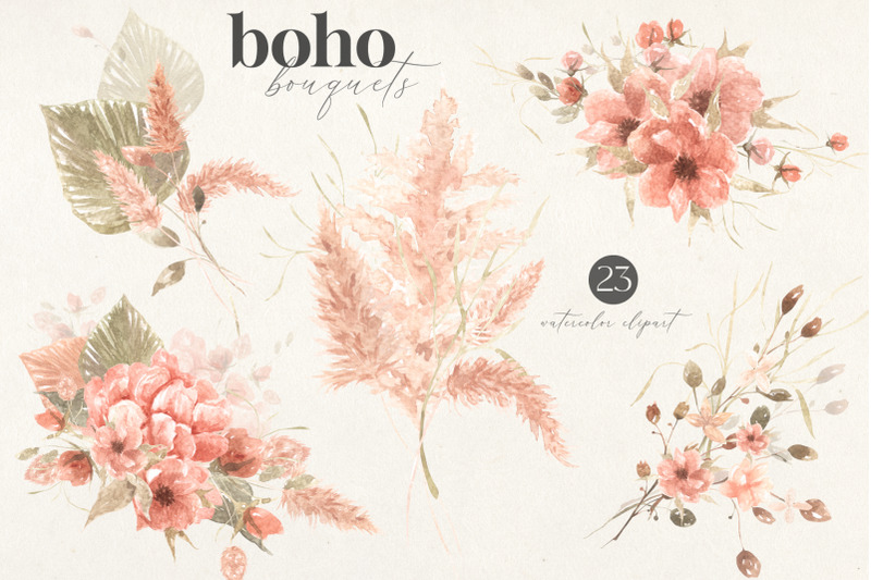 boho-bouquets-watercolor-clipart