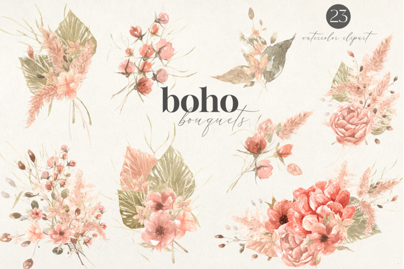 boho-bouquets-watercolor-clipart