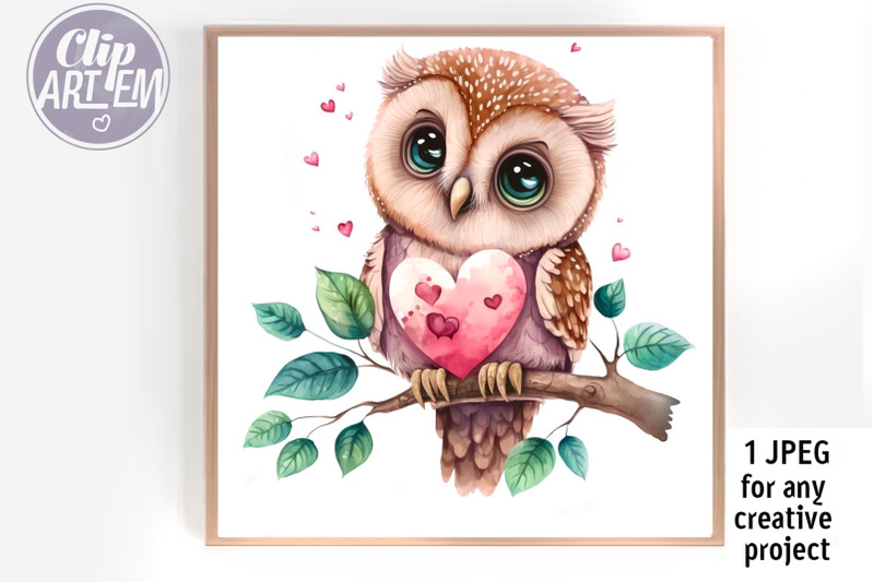 cute-owl-love-image-jpeg-watercolor-wall-decor-illustration