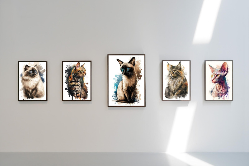 most-popular-cat-breeds-watercolor-wall-art