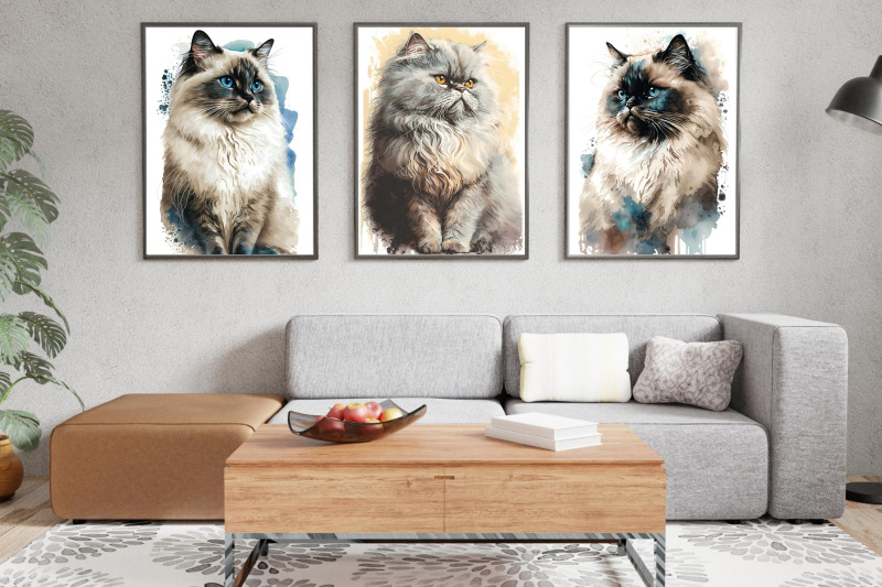 most-popular-cat-breeds-watercolor-wall-art