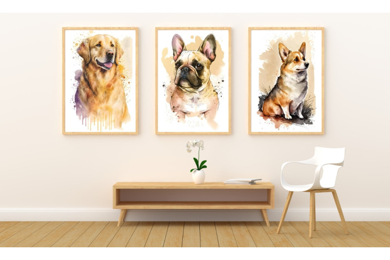 most-popular-dog-breed-watercolor-wall-art