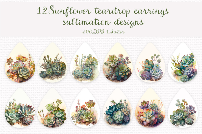 watercolor-succulents-teardrop-earrings-sublimation-bundle