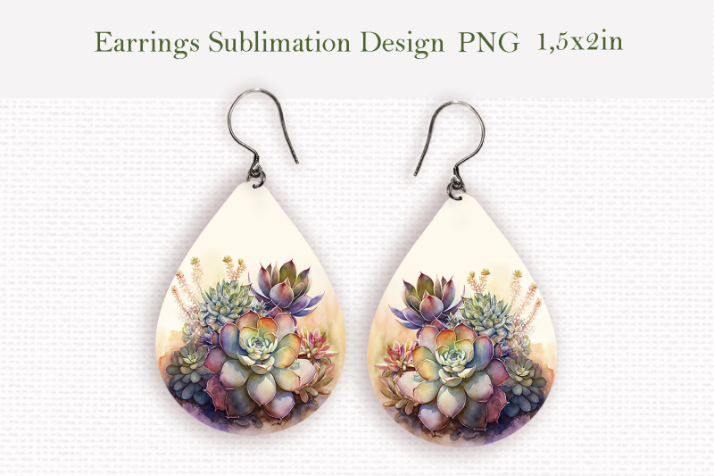 watercolor-succulents-teardrop-earrings-sublimation-bundle