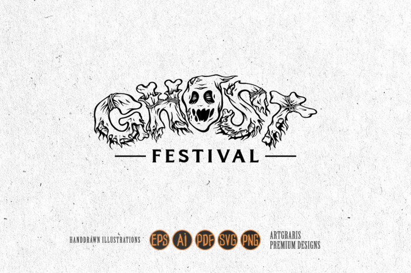creepy-ghost-festival-word-hand-lettering-font-silhouette