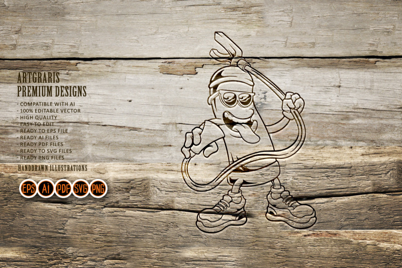 funny-cool-fire-extinguisher-sunglasses-mascot-illustrations-monochrom