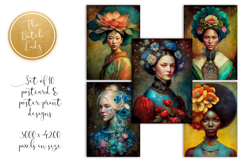 world-women-postcard-art-print-set