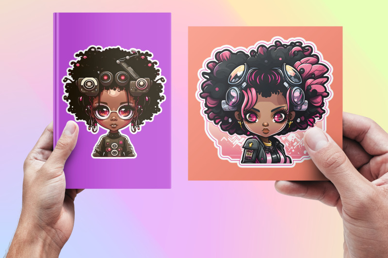 cyberpunk-cute-afro-girl-stickers