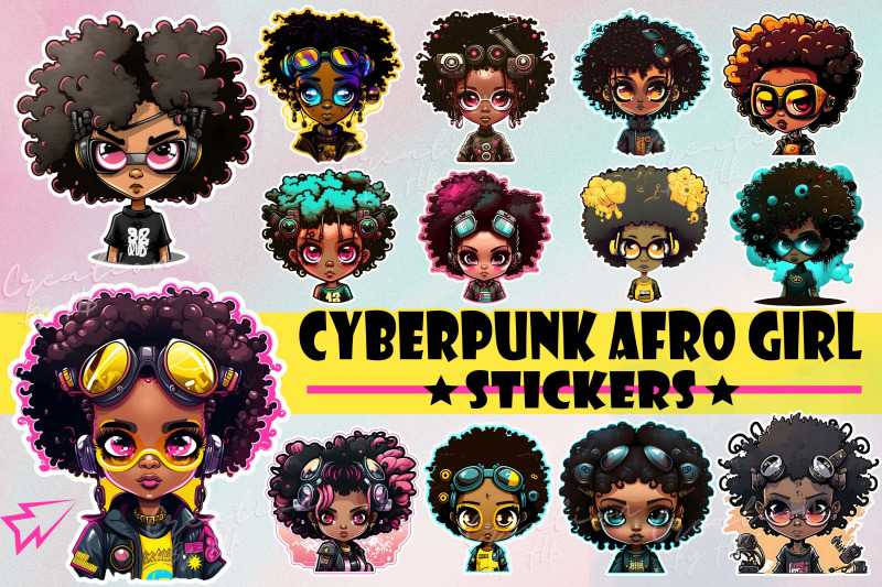 cyberpunk-cute-afro-girl-stickers