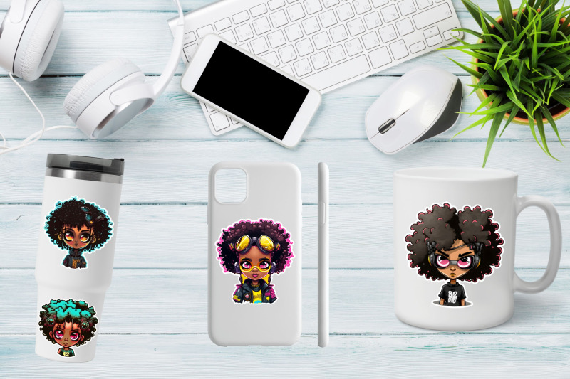 cyberpunk-cute-afro-girl-stickers