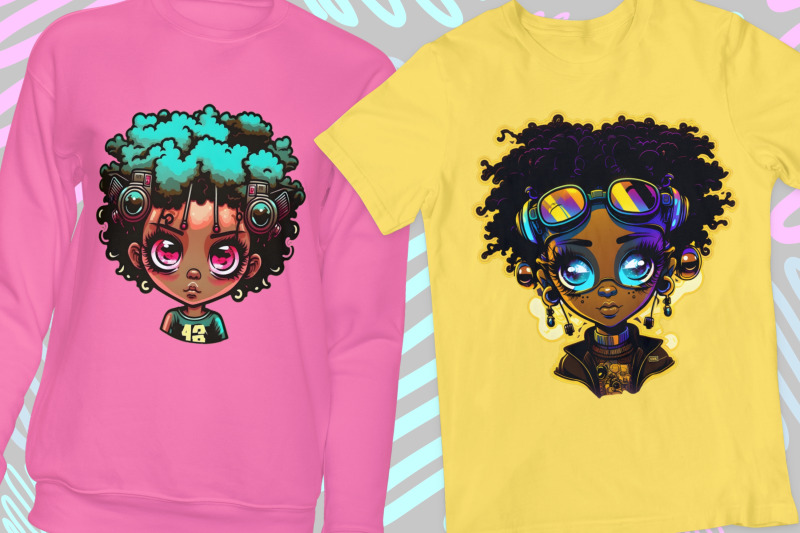 cyberpunk-cute-afro-girl-stickers