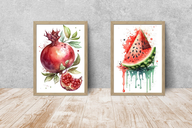 watercolor-fruits-wall-art-collection-set