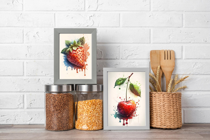 watercolor-fruits-wall-art-collection-set