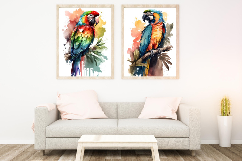 watercolor-exotic-birds-wall-art-collection