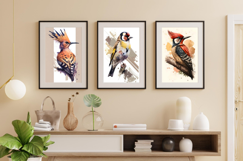 watercolor-exotic-birds-wall-art-collection