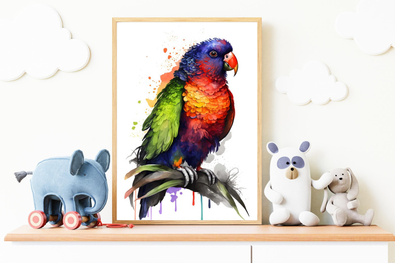 watercolor-exotic-birds-wall-art-collection