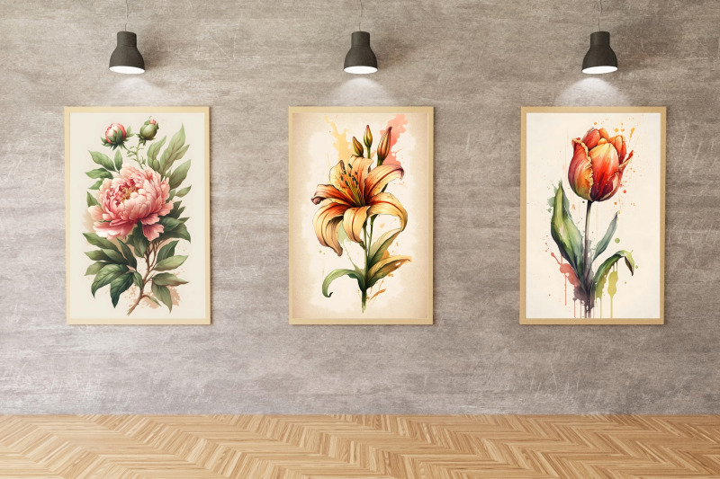 watercolor-flowers-wall-art-collection